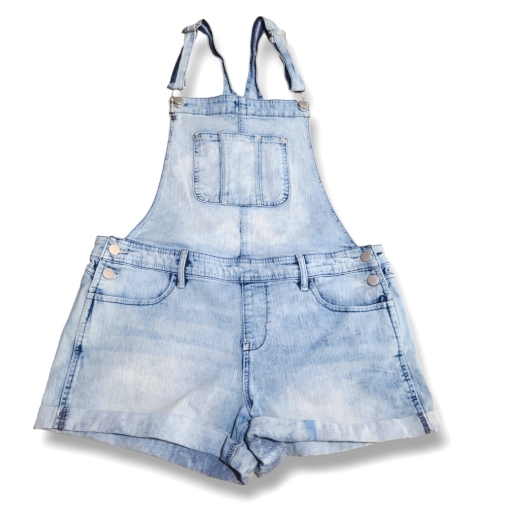 No Boundaries Blue Denim Shorts Bib Shorts Overalls Size Large 11-13